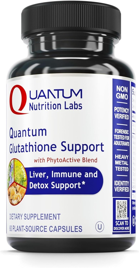 QNL Glutathione Support - Glutathion kapsler til voksne - Organisk antioxidant, lever & immunforsvar supplement - Understøtter øje sundhed - 60 Plant- kilde kapsler