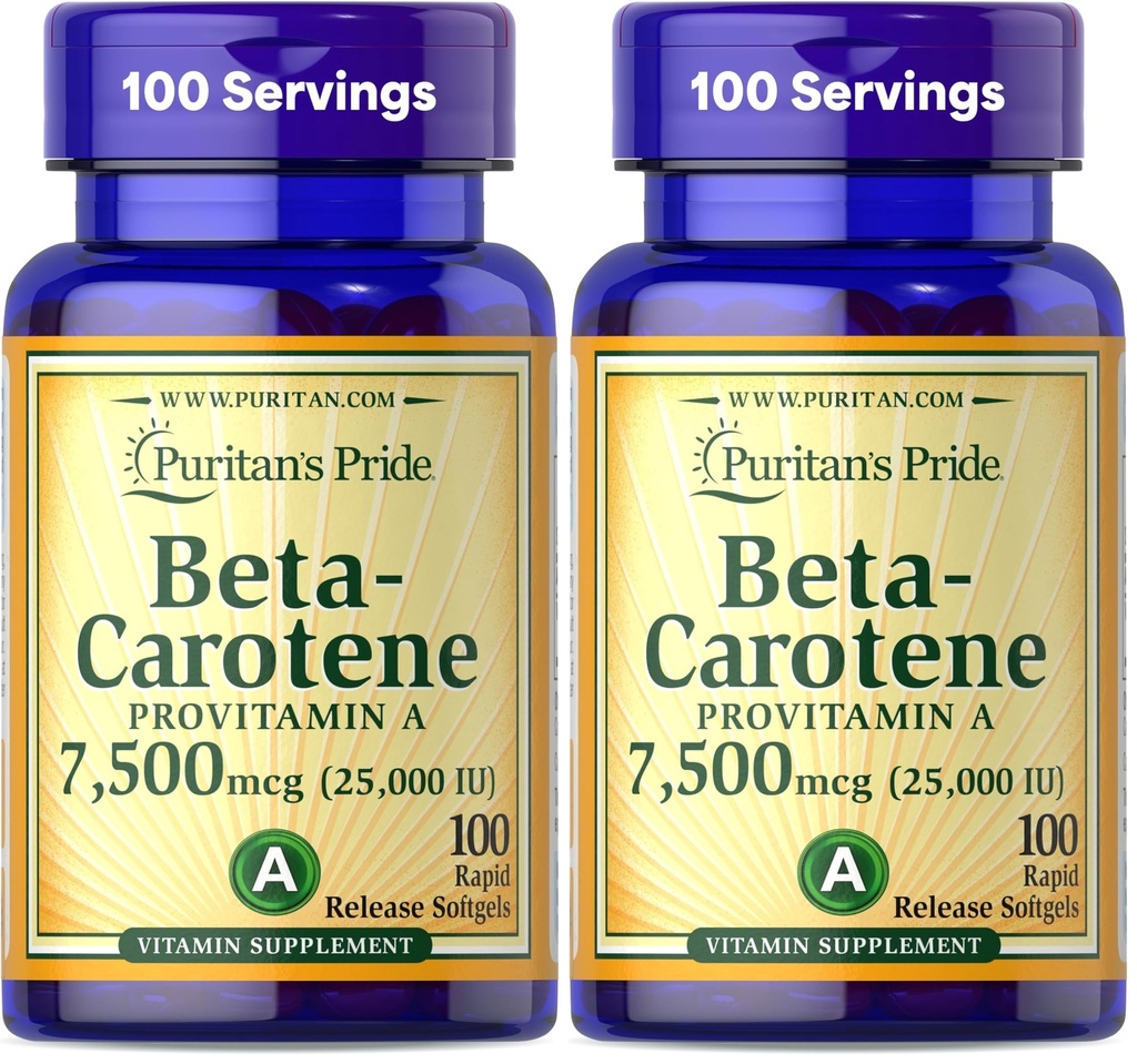Puritan 's Pride Beta Caroten for immunforsvar og øje sundhed til støtte for et sundt immunsystem 100 Softgels (pakke med 2)