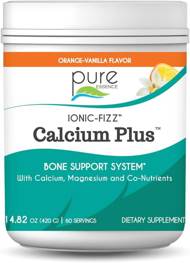 Ionic Fizz Calcium Plus by Pure Essence - Perfect Calcium/Magnesium Ratio with Vitamin A, B, C, D and Potassium Strong Bones - Orange Vanilla - 14.82 oz