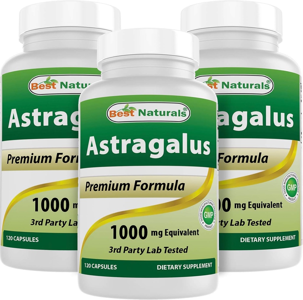 Bedste Naturals Astragalus Capsule, 1000 mg, 120 Greve (pakning med 3)