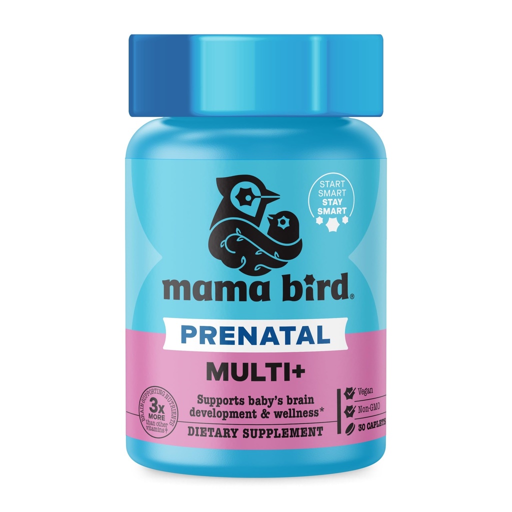 Bedste Nest Wellness Mama Bird Prenatal Multi Plus - Prenatal Care Supplement understøtter hjerne & fordøjelsessygdomme - Vegan Multivitamin med L- methylfolat, Probiotika & mere - 30 kapsler (30 servere)