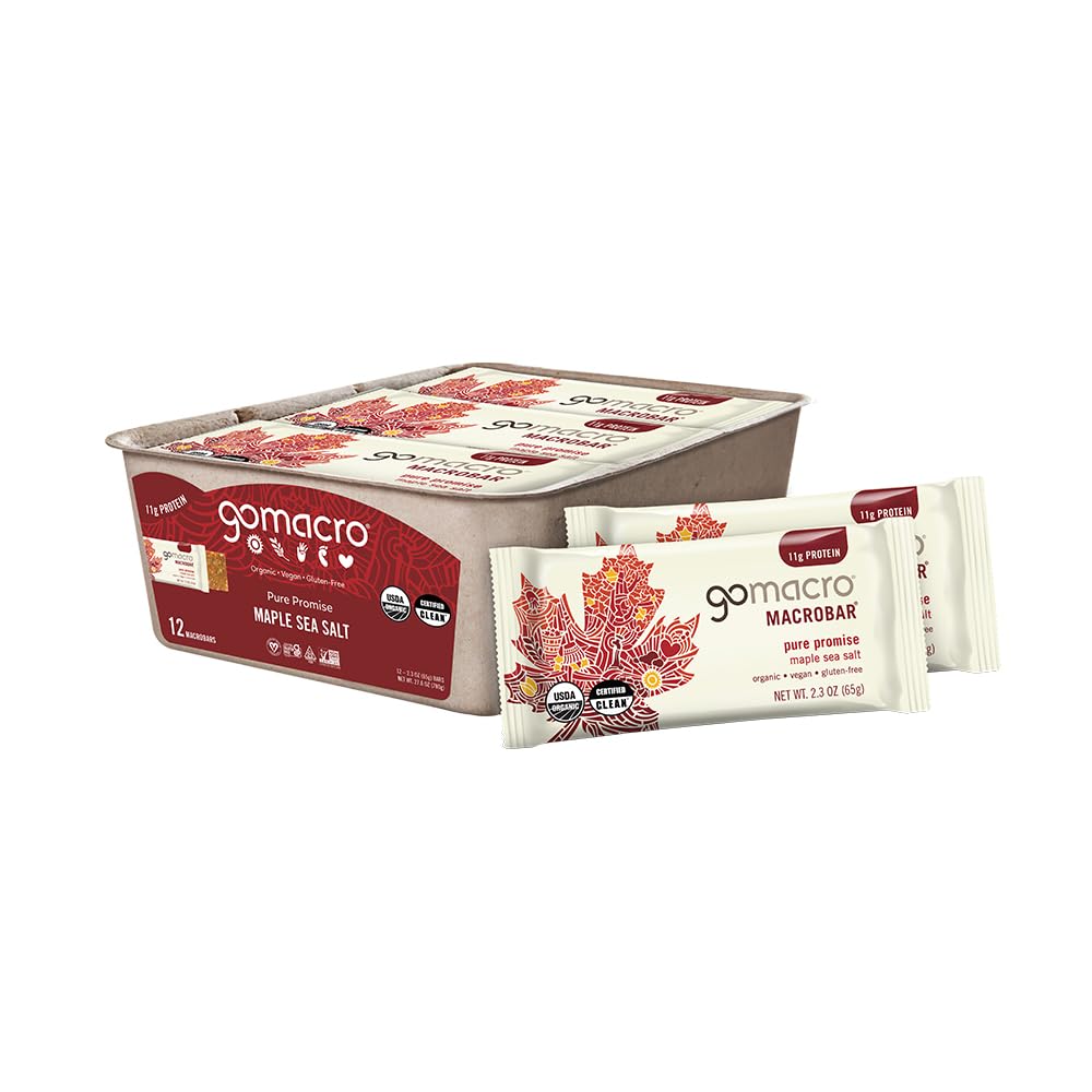 GoMacro MacroBar Organic Vegan Protein Bars - Ahorn Sea Salt (2.3 Ounce Bars, 12 Greve)