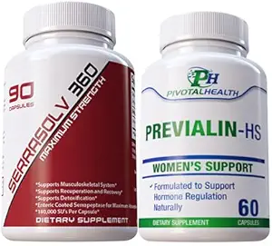 Serrraolv 360: Ekstra styrke Fibriod pakke - Opløs Fibroids hurtigt (Serrasolv 360 90 Cap & Previalin 60 Cap) Hjælper også med bloating, discomfort og balancing hormones