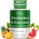 DR VITAMIN LØSNINGER GLP-1 Support Enzymes, Pre & Probiotika til fordøjelsessygdomme, Berberine Vægttab Support, Akkermansia Muciniphila til kvinder & mænd, Gut Health, Bloating Relief, 30 Ct
