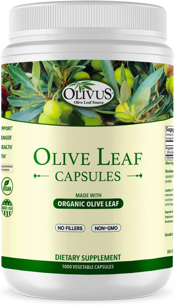 Olive Leaf Kapsler Bulk 1000 Ct - 550 mg Vegetabilske Kapsler - Pure Organic Olive Leaf Powder med ingen Fillers - immunforsvar Antioxidant supplement