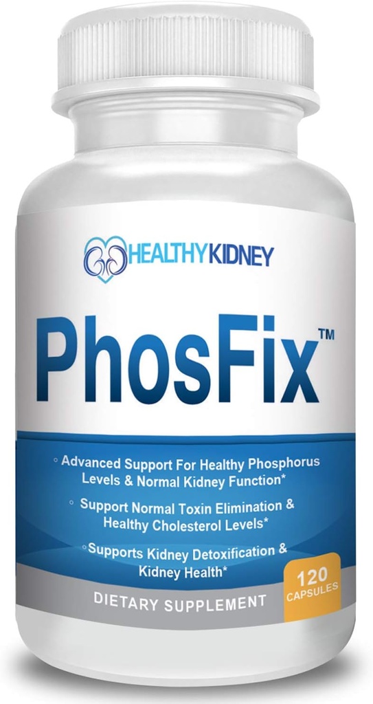 PhosFix 120 Pills Phosphorus Binder with Chitosan for Supporting Normal Phosphorus Levels Kidney-D Supplement Vitamin D Bundle