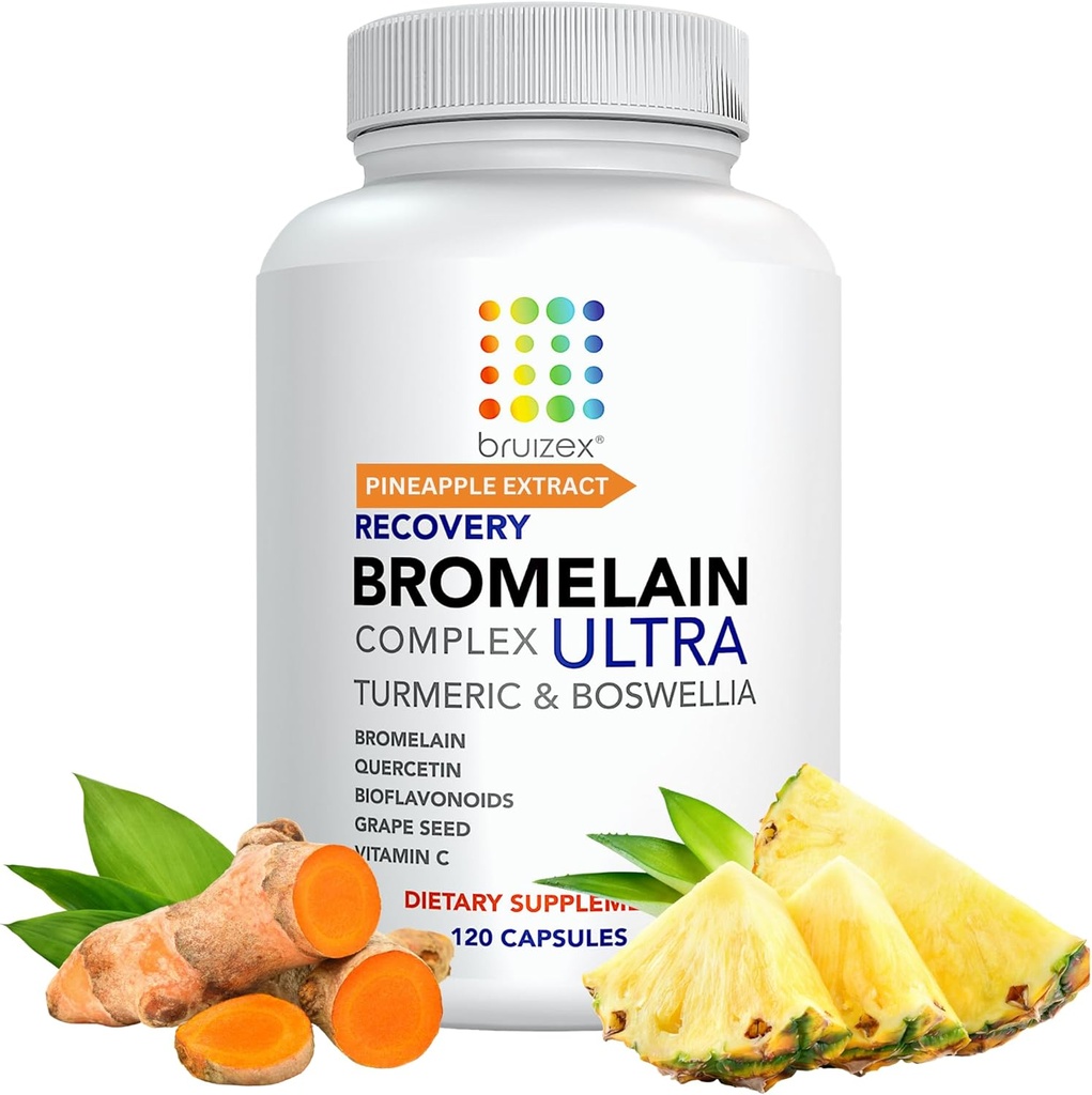 Bruizex Ultra Bromelain og Quercetin Bruizing Relief Supplement, 120 Kapsler Note 124; Bruized Skin, Trauma Inddrivelse og Hævelse Kirurgi Kosttilskud