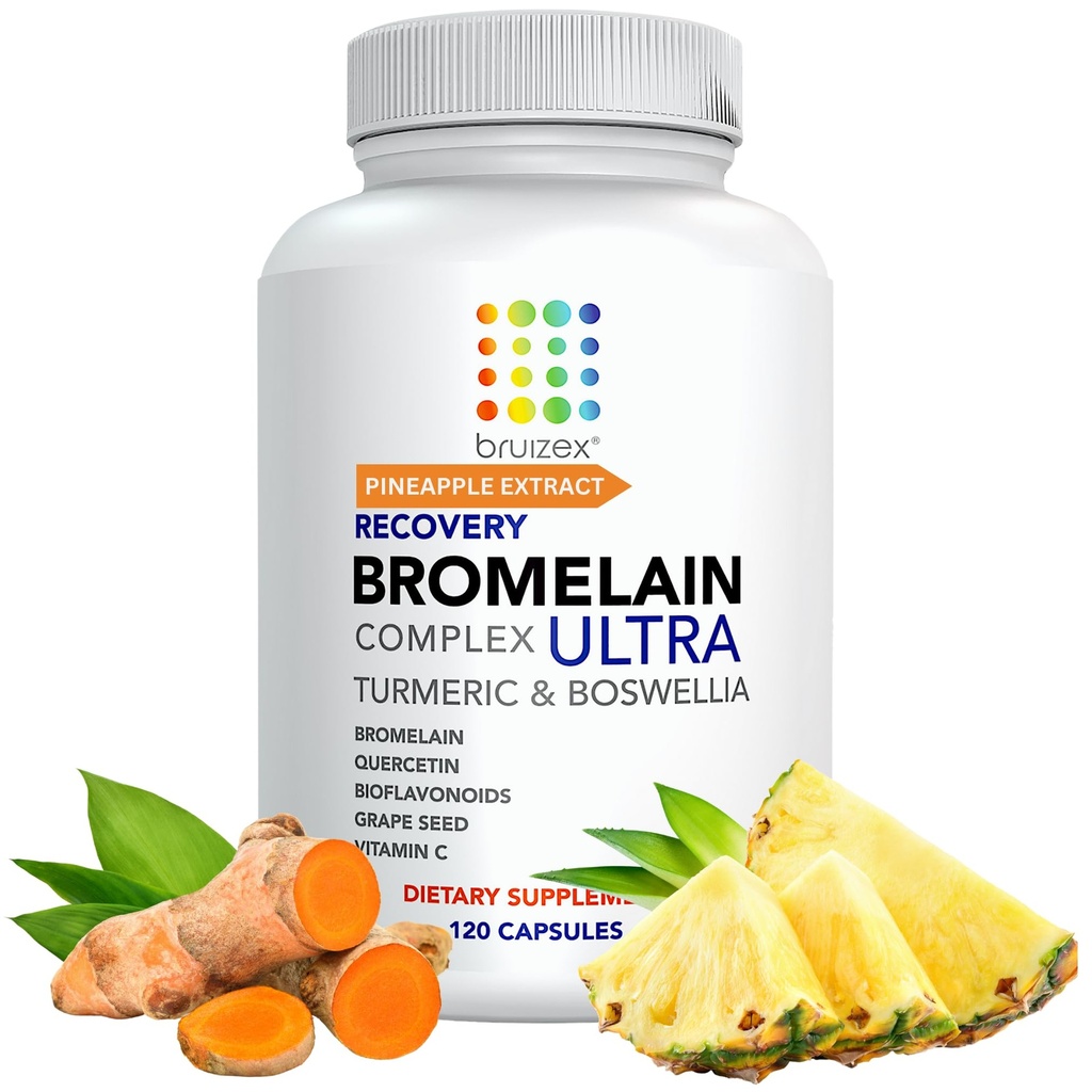 Bruizex Ultra Bromelain og Quercetin Bruizing Relief Supplement, 120 Kapsler Note 124; Bruized Skin, Trauma Inddrivelse og Hævelse Kirurgi Kosttilskud