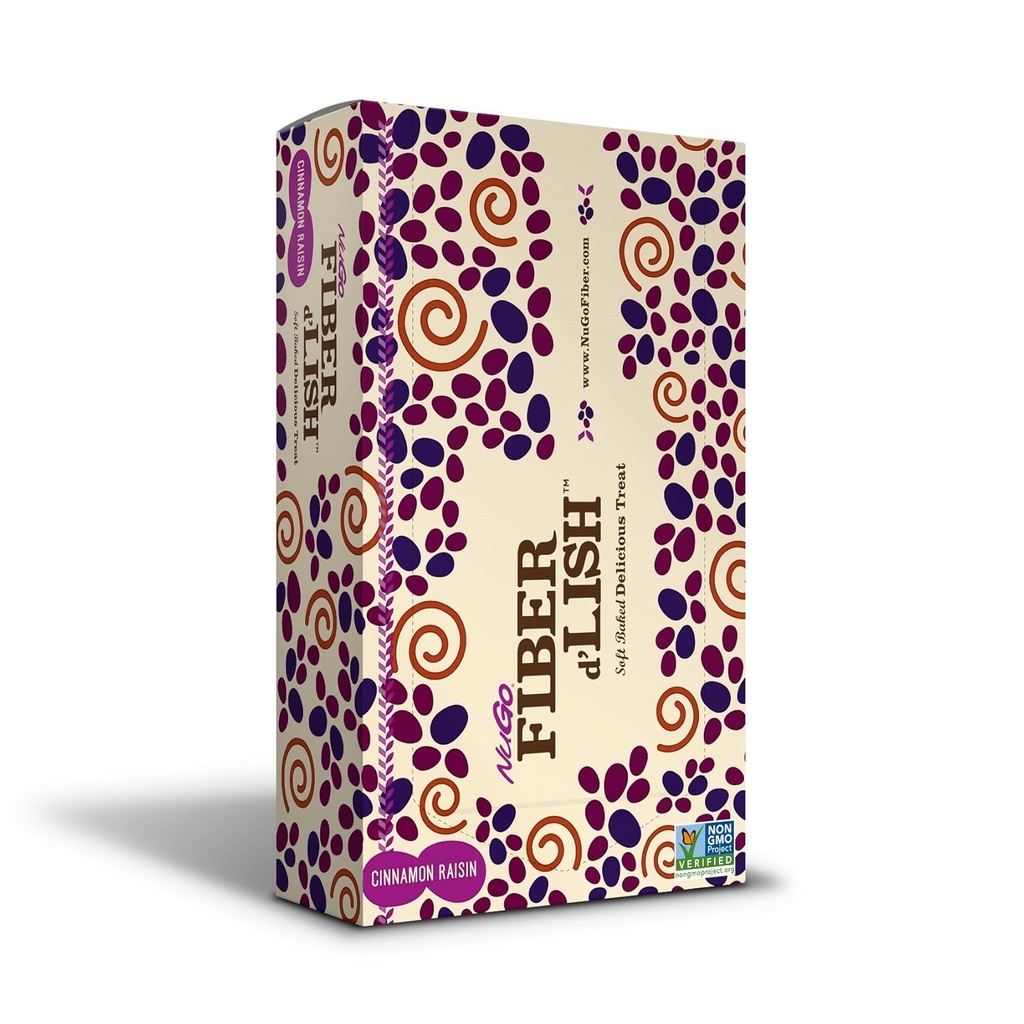 NuGO Fiber d 'Lish Cinnamon Raisin, 12g High Fiber, Vegan, 150 kalorier, 1,6 Ounce, 16 Greve (Pack of 1)