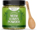 Pure Neem blade pulver naturlige løsning til pletfri klar hud & silkehår, Ideel til ansigt pakker, hårpleje, og pigmentering støtte med Wooden Spoon - 200g Budding- 124; 7.04 Oz