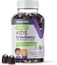 Viteey Sambucus Elderberry Gummies for Kids - Sugar Free - Immun Support Support with Vitamin C & Zink, [3-1 immunbooster] Vegan, Gelatine Free, Gluten Free - Tasty Chewable Berry Flavored