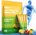 Sugar Free Electrolytes Powder with Natural Flavors, 3X Rapid Hydration Packets med 10 Electrolyte & Vitaminer, Flydende Daily IV, Non- GMO, Gluten- Free, Keto, Vegan, 16 sticks, Lemon