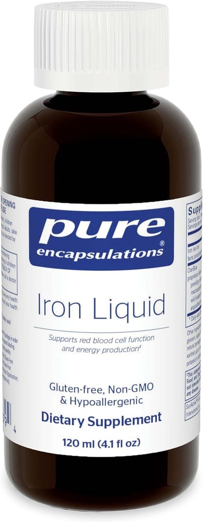Rene indkapslinger Iron Liquid • 124; Hypoallergen Supplement understøtter hæmoglobin og Myoglox funktion • 124; 4, 1 fl. oz.