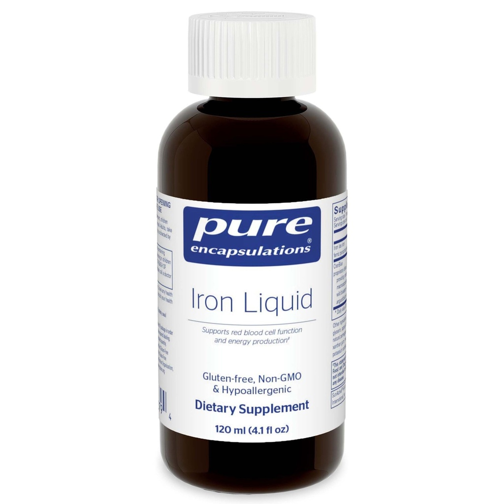 Rene indkapslinger Iron Liquid • 124; Hypoallergen Supplement understøtter hæmoglobin og Myoglox funktion • 124; 4, 1 fl. oz.