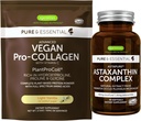 Vegan Vanilla Collagen Protein Powder + Astaxanthin Complex Vegan Bundle, Collagen Boosting Formel + Natural 4mg H. Pluvialis Astaxanthin til hår, hud og negle, af Igennus