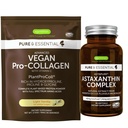Vegan Vanilla Collagen Protein Powder + Astaxanthin Complex Vegan Bundle, Collagen Boosting Formel + Natural 4mg H. Pluvialis Astaxanthin til hår, hud og negle, af Igennus