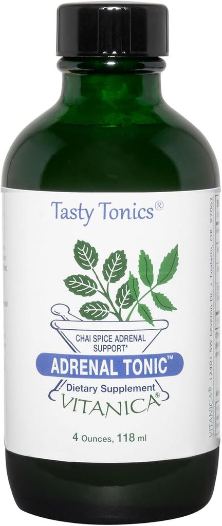 Vitanica Adrenal Tonic, Adrenal Supplement & Support, Alkohol fri, Vegan / Vegetar, Chai Spice Flavor, 4 Ounce