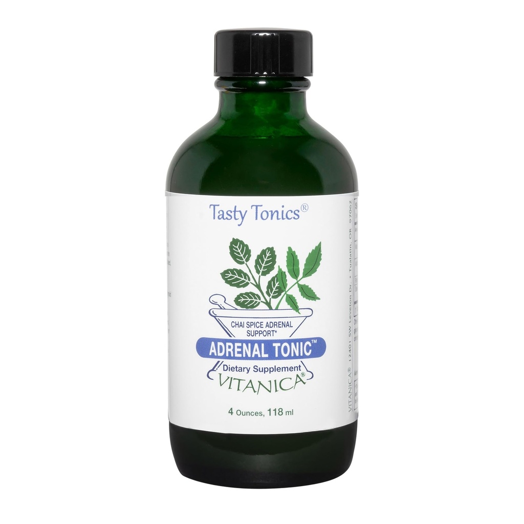 Vitanica Adrenal Tonic, Adrenal Supplement & Support, Alkohol fri, Vegan / Vegetar, Chai Spice Flavor, 4 Ounce
