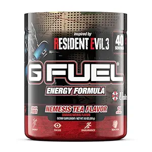 G Fuel Celeste Strawberry Energy Drink Powder, Pre Workout Koffein Mix for Gaming, Sugar Free Focus Amino, Vitamin + Antioxidanter, 9.8oz (Celeste Strawberry, 40 Servere)