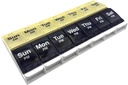 EZY DOSE trykknap (7-dag) Pill Case, Medicine Planner, Vitamin Organizer, 2 gange om dagen, AM / PM Container, X- store kompartmenter, Gigt Friendly, Let at bruge, Clear Lids, Blå / Gul, BPA Gratis