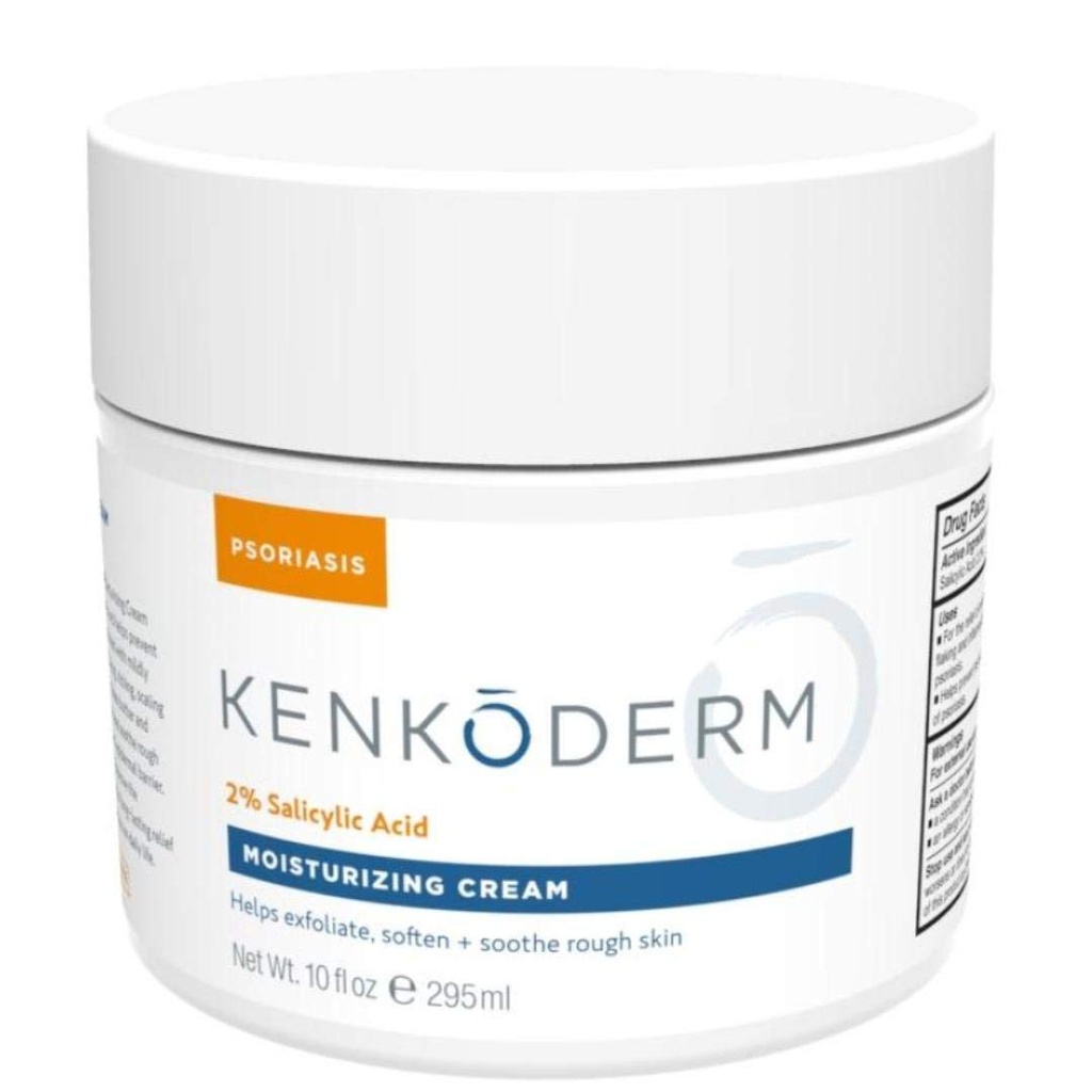 Kenkoderm Psoriasis Cream - Naturlig fugtgivende ansigt og krop lotion med 2 Procent salicylsyre - Formulering temaformel for tør & sensitiv hud, duft & farve fri, 10 oz., 1 Jar