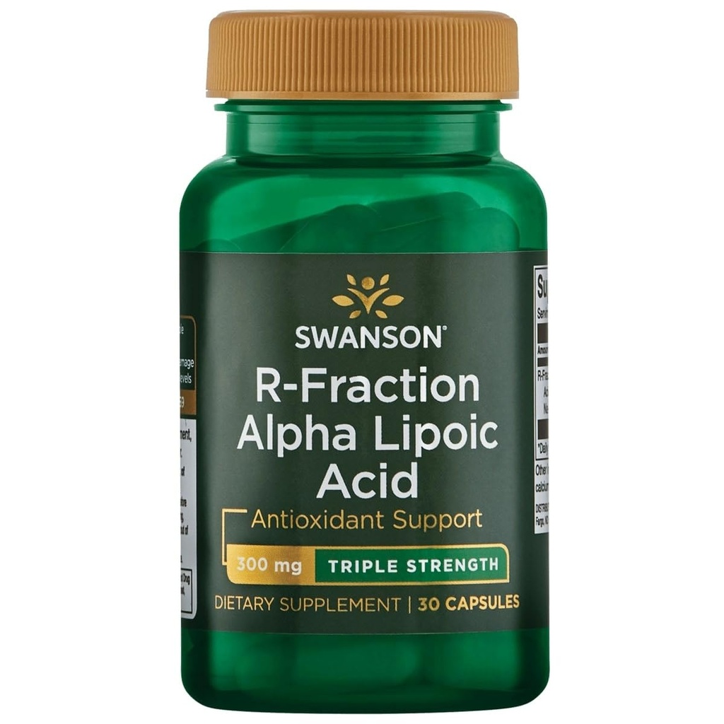 Swanson Triple Strength R- Fraction Alpha Lipoic Acid - fremmer sundt blodtryk & leverer essentielle næringsstoffer - (30 kapsler, 300mg hver)