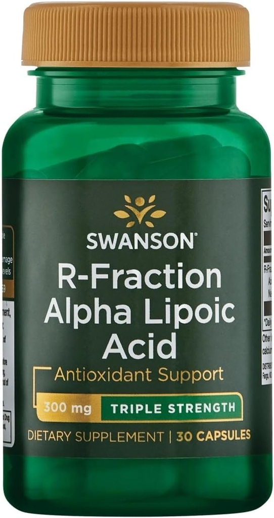 Swanson Triple Strength R- Fraction Alpha Lipoic Acid - fremmer sundt blodtryk & leverer essentielle næringsstoffer - (30 kapsler, 300mg hver)