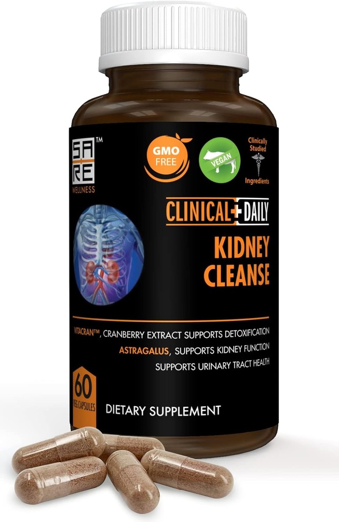 Clinical Daily Herbal Nyre Rense Detox supplement, Organic Vitaminer med kranbær, Astragalus, Uva Ursi piller til Blogen Sundhed for kvinder & Men- 60 Veganske kapsler