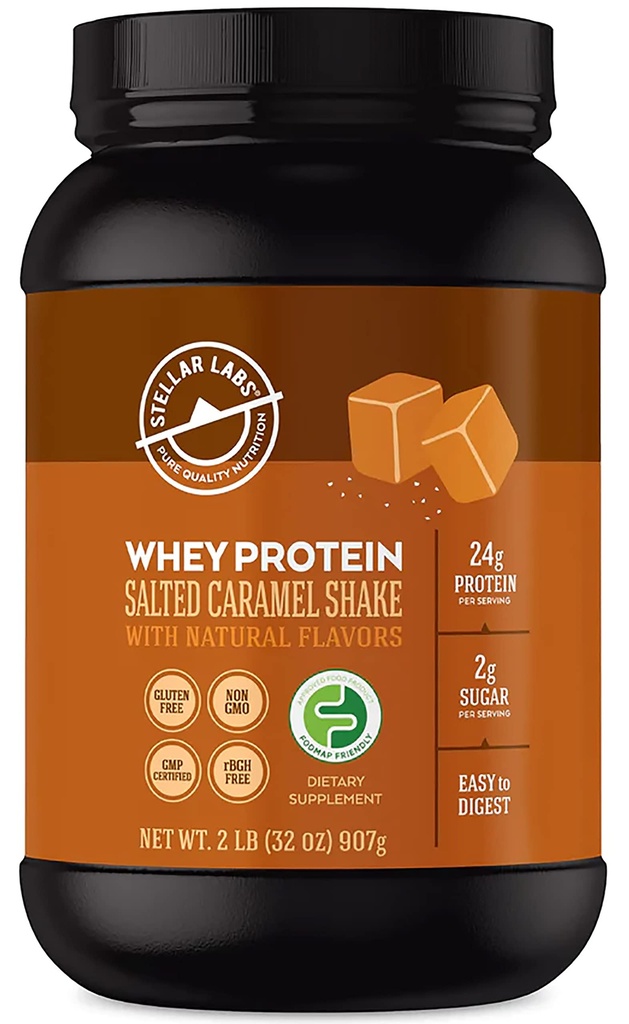 Stellar Labs Whey Protein Powder med BCAA 's & Whey Isolate ttesmå 124; Certified Low FODMAP, Non GMO, Gluten Free, Soy Free, Low Carb, Keto, med Stevia 124; All Natural Lean Post Workout Shakes