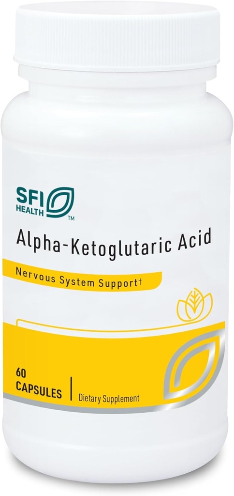 Klaire Labs SFI Health Alpha- Ketoglutarsyre - Energi & Metabolisme Support - 300mg AKG i Hypoallergen, Vegetariske Kapsler, Dairy & Gluten- Free (60 Kapsler)