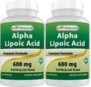 Bedste Naturals Alpha Lipoic Acid 600 mg 60 kapsler - ALA Kraftig antioxidant (60 greve (pakke med 2))