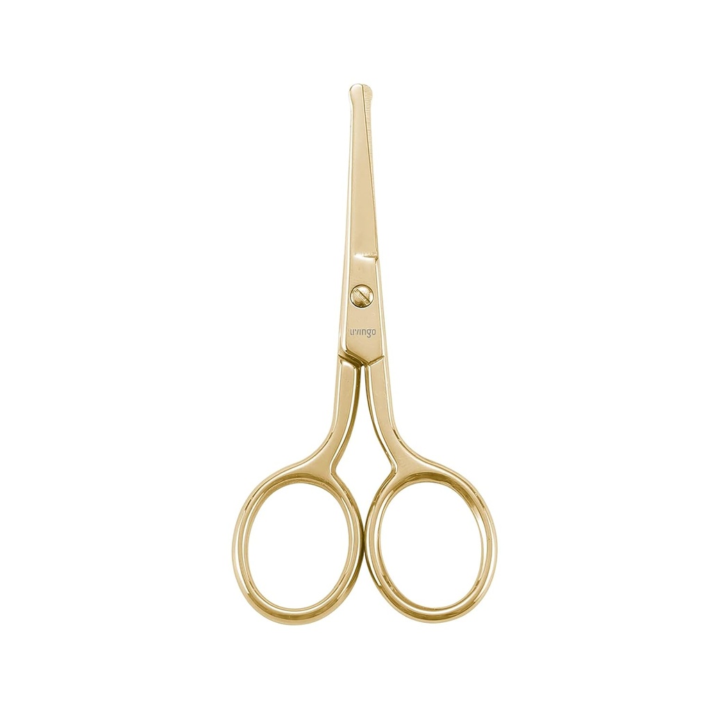 LIVINGO Professional Næse hårsakse, Multi- formål rustfrit stål Afrundet Tip Straight Blade, Ansigtshårskæg Øjenbryn Øre Trimning Skønhed Grooming Tool for mænd og kvinder, 3.5 "Guld