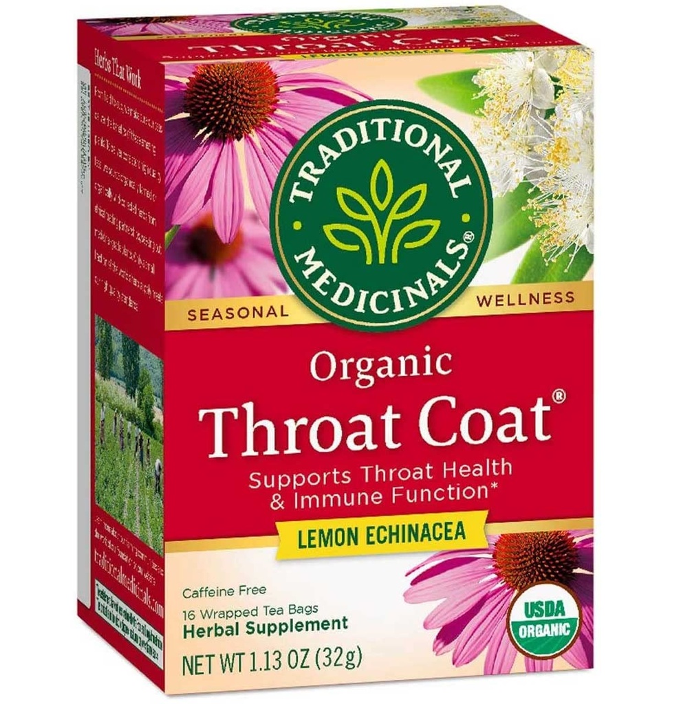 Traditionelle Medicinals Organic Hals Coat Lemon Echinacea Urtete, Understøtter Hals Sundhed (16 greve (Pack of 2))