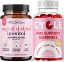 SMNutrition PMS Support Gummies & Myo- Inositol & D- Chiro Inositol Budding Bundle med 40: 1 Ratio Inositol Supplement (30 Servere) og Herbal Cycle Support Gummies for Kvinder (30 Servere)