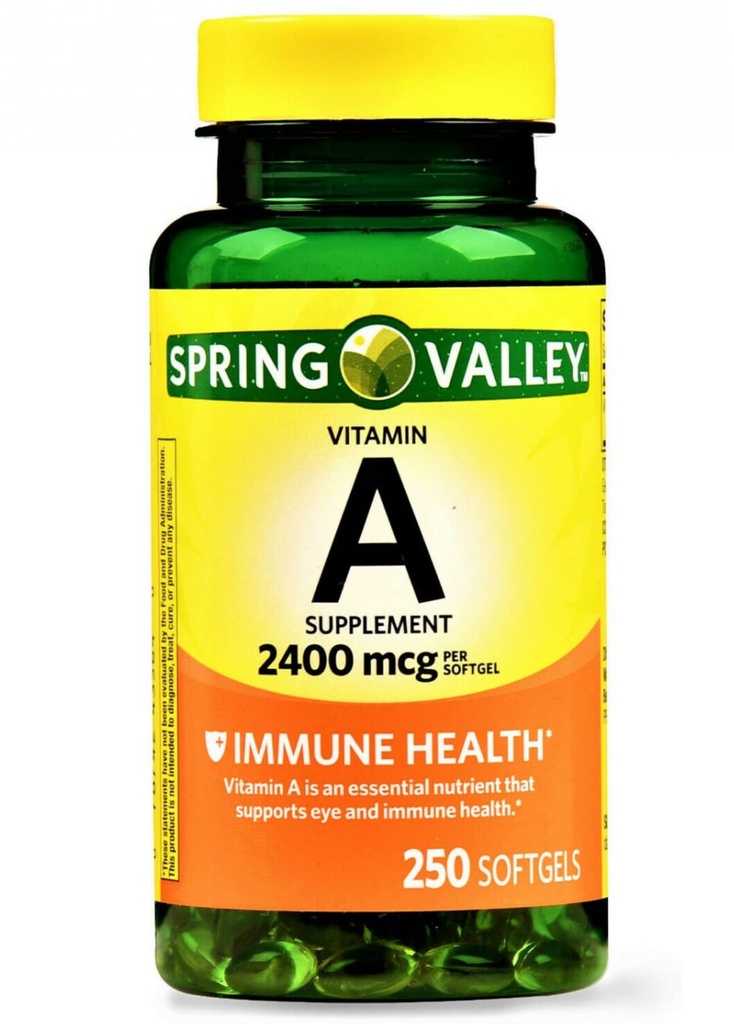 Spring Valley - Vitamin A TILLÆG 2400MCG 250 Softgels
