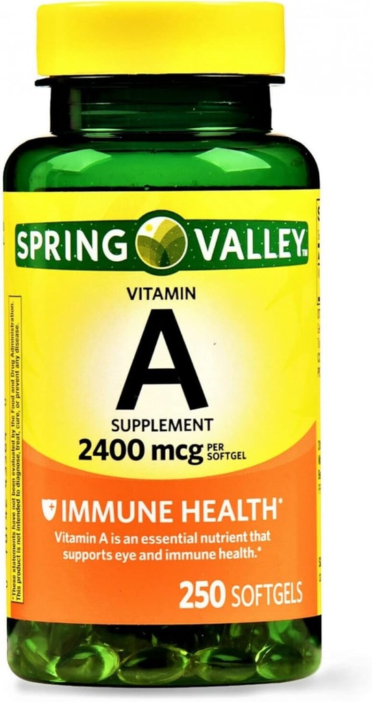 Spring Valley - Vitamin A TILLÆG 2400MCG 250 Softgels