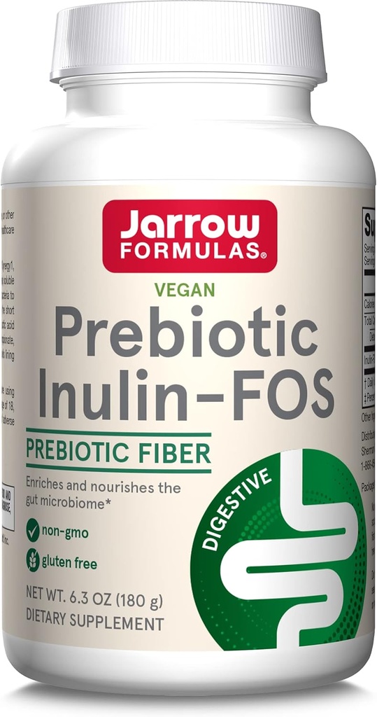 Jarrow Formulas ® Prebiotic Inulin FOS Prebiotic Fiber Supplement, 6.3 Oz, Prebiotics for Gut Health og fordøjelsesstøtte, ca. 47 Serveringer