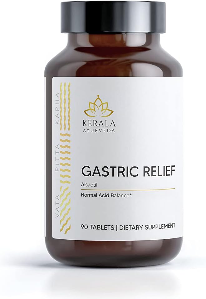 Kerala Ayurveda Gastric Relief Herbal Tablets Note 124; Natural Prebiotic for Sund Mavesyre Balance