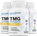 Puregen Labs TMG 750 mg - Trimethylglycin supplement - Non- GMO, NO Gluten og Dairy Measures 124; Lavet i USA - 3 Pack Measures 124; Total 180 vegetariske kapsler