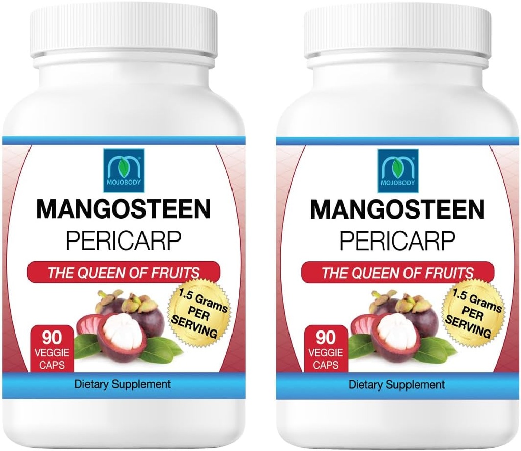 Frysetørret Mangosteen Pericarp kapsler 2PK, 1,5 bedstemor per servering, 90 Veggie kapsler per flaske, Xanthone Rich