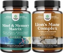 Bundle af Advanced Nootropics Brain Support Supplement med hukommelse & Focus Vitaminer og Advanced Lions Mane Mushroom Supplement med Reishi, Chaga, Maitake & Shiitake for Hukommelse Support & Focus