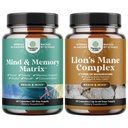 Bundle of Advanced Nootropics Brain Support Supplement with Memory & Focus Vitamins and Advanced Lion's Mane Mushroom Supplement with Reishi, Chaga, Maitake & Shiitake for Memory Support & Focus