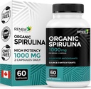 Renew Actives Organic Spirulina 1000MG per 2 kapsler - Superfood til mænd og kvinder - Understøtter energi, wellness & immunfunktion - Rig i antioxidanter & næringsstoffer - Lavet i Canada - 60 kapsler
