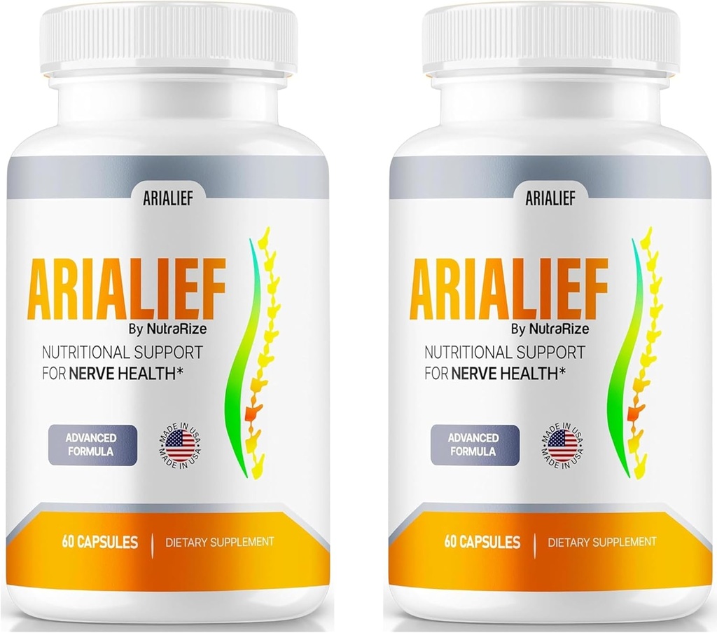 (2 Pack) Arialief kapsler, Officiel Nutritional Support for Nerve Sundhed, Alle naturlige Arialief vitaminer til sunde nerver, Premium Arialief piller, Aria LiEF Pastillas anmeldelse (120 Kapsler)