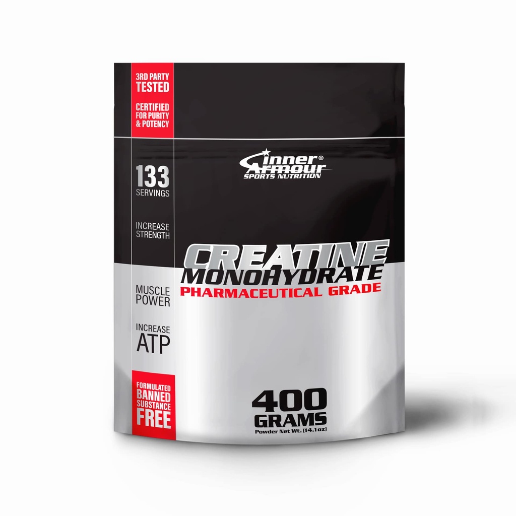 Mikroniseret Creatin monohydrat pulver - øge muskelstyrke & udholdenhed - hurtig opløsning, Flavor- Free, Vegan Fitness Supplement, Keto Friendly - 400 gr eller 133 Servere
