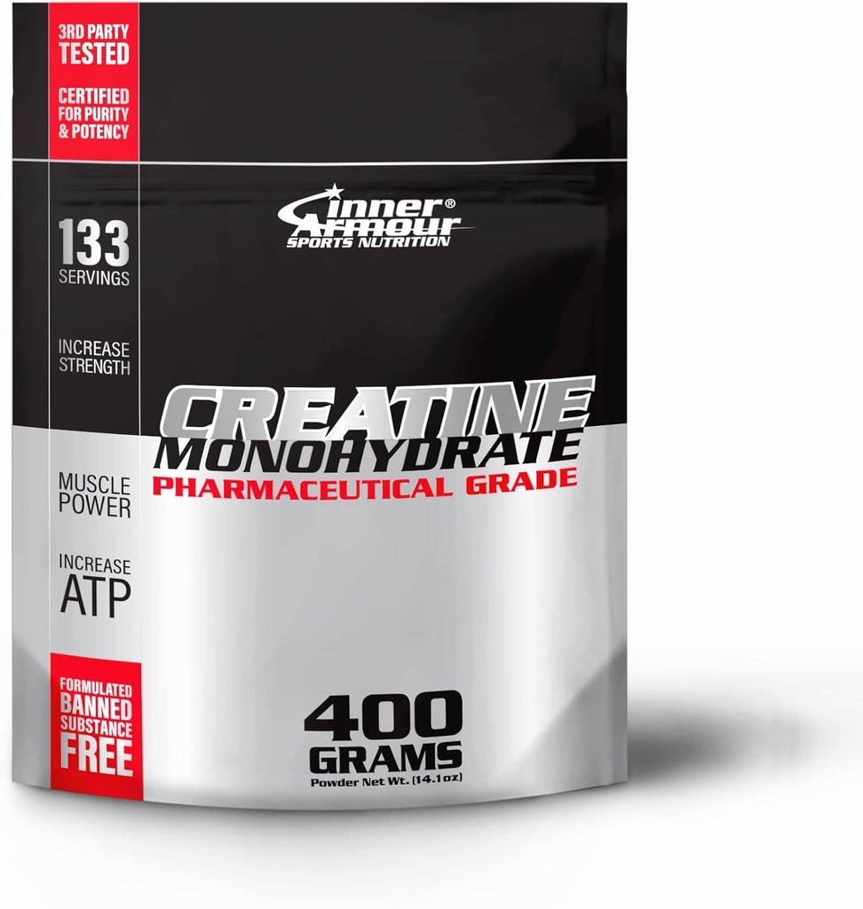 Mikroniseret Creatin monohydrat pulver - øge muskelstyrke & udholdenhed - hurtig opløsning, Flavor- Free, Vegan Fitness Supplement, Keto Friendly - 400 gr eller 133 Servere