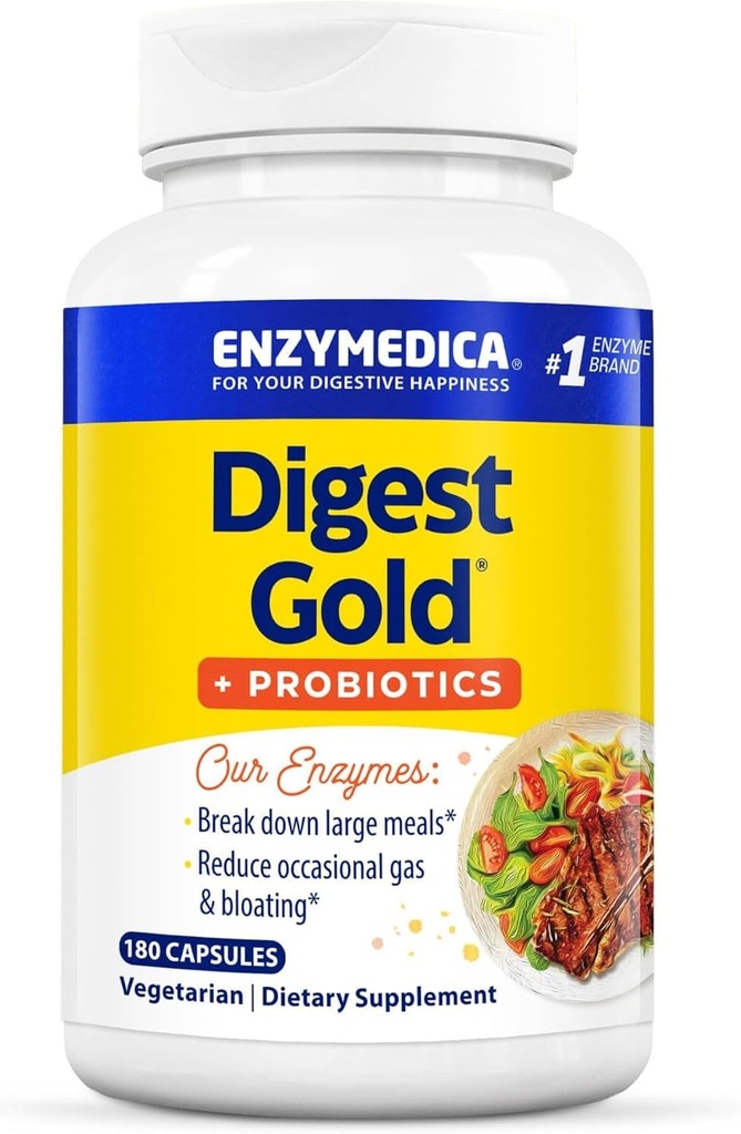 Enzymedica Digest Gold + Probiotika, 21- 1 Formel for Gut Health, fordøjelsesenzymer & aktive probiotiske kulturer, 180 Tæl