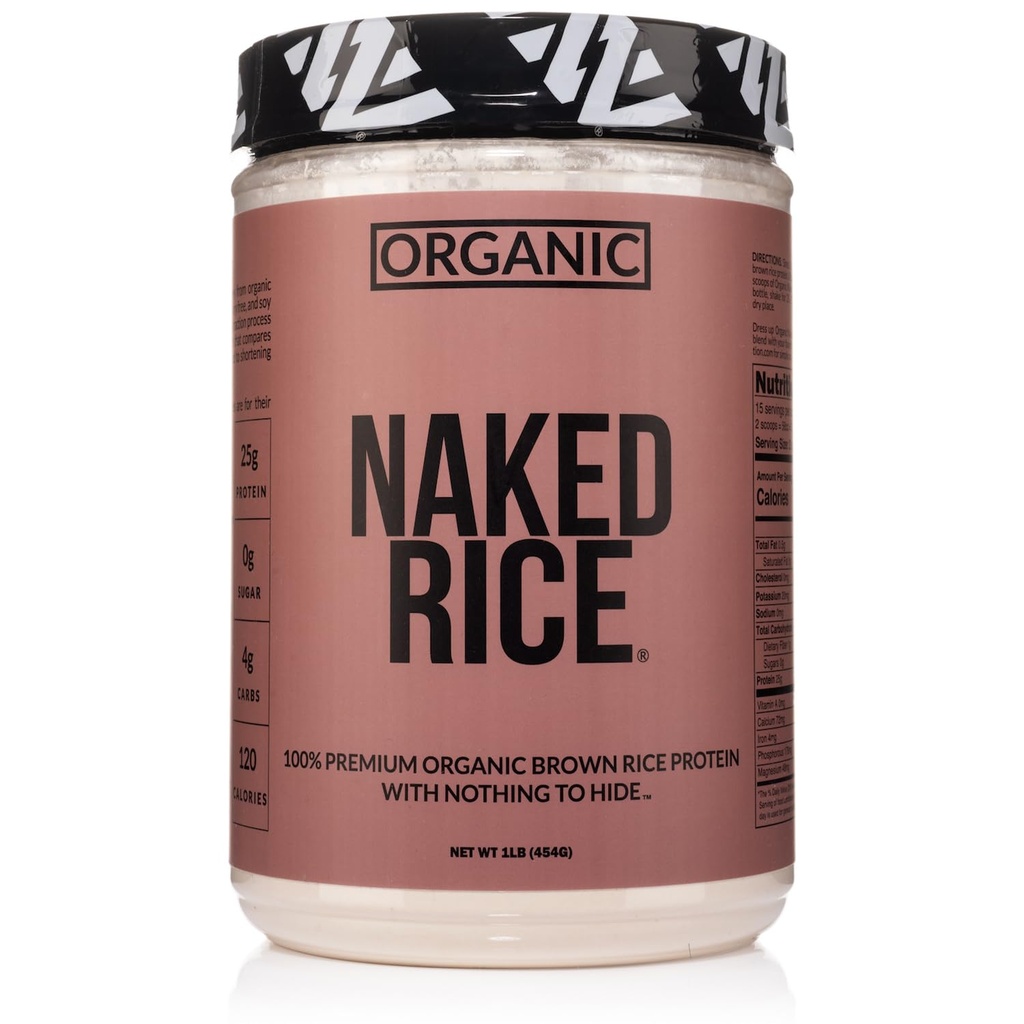 Nøgen ris 1Lb - Økologisk brun ris protein pulver - Vegansk protein pulver, GMO fri, gluten fri & soja fri. Plantbaseret protein, ingen kunstige ingredienser - 15 Serveringer