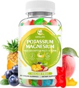 Kalium Magnesium supplement Gummies, Kalium Gummies til voksne børn, høj absorption Magnesium Glycinat til ben kramper og immunforsvar, sukkerfri, Vegansk blandet smag, 60 Greve