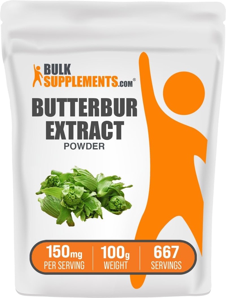 BulkSupplements.com Butterbur Extract Powder - Butterbur Kosttilskud, Antioxidanter Supplement - Vegan & Gluten Free, 150mg per servering, 100g (3,5 oz) (pakke med 1)